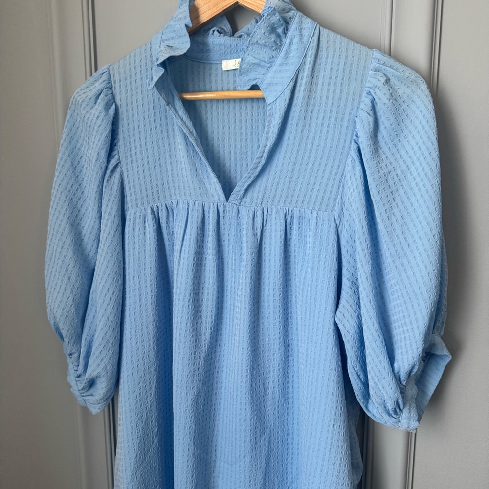 Light Blue Ruffled Dress JADE - Picture 3 of 4